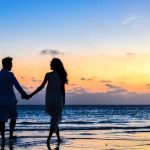 man and woman walking