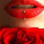 red lips and rose