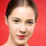 woman wearing red lipstick