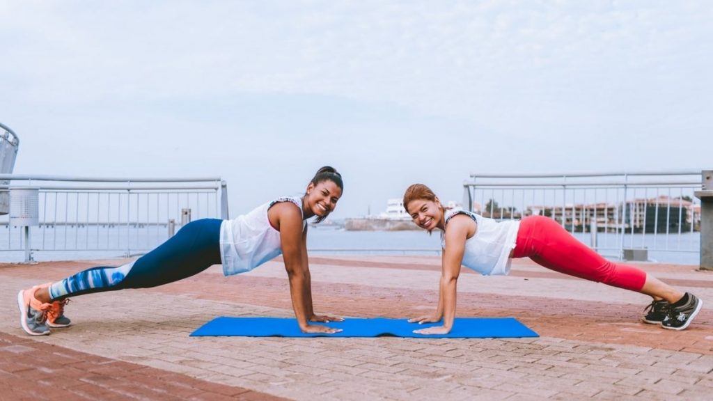 women doing a plank
