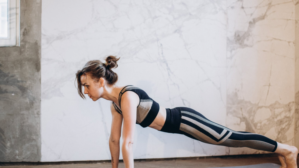 woman working out at home