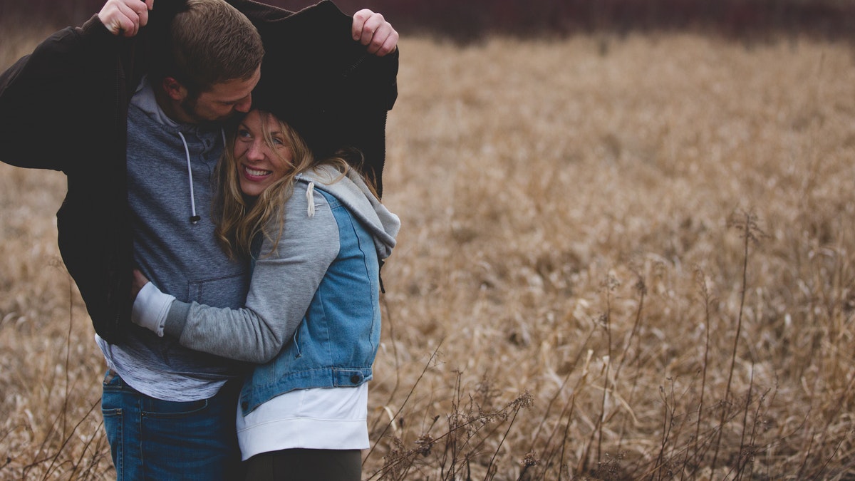 couple in the rain